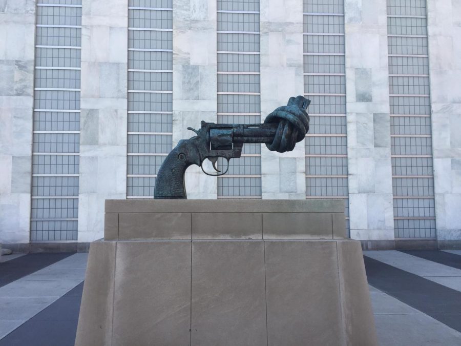 In 1988, this statute, completed by Carl Fredrik Reuterswärd, was donated to the United Nations by the government of Luxembourg and is now a symbol of peace and hope across the world. 