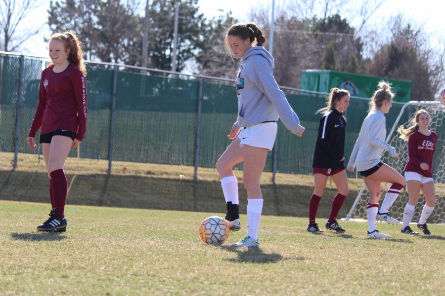 Girl Varsity Soccer preparing for their season. Photo by McKenna Nordbrock. 