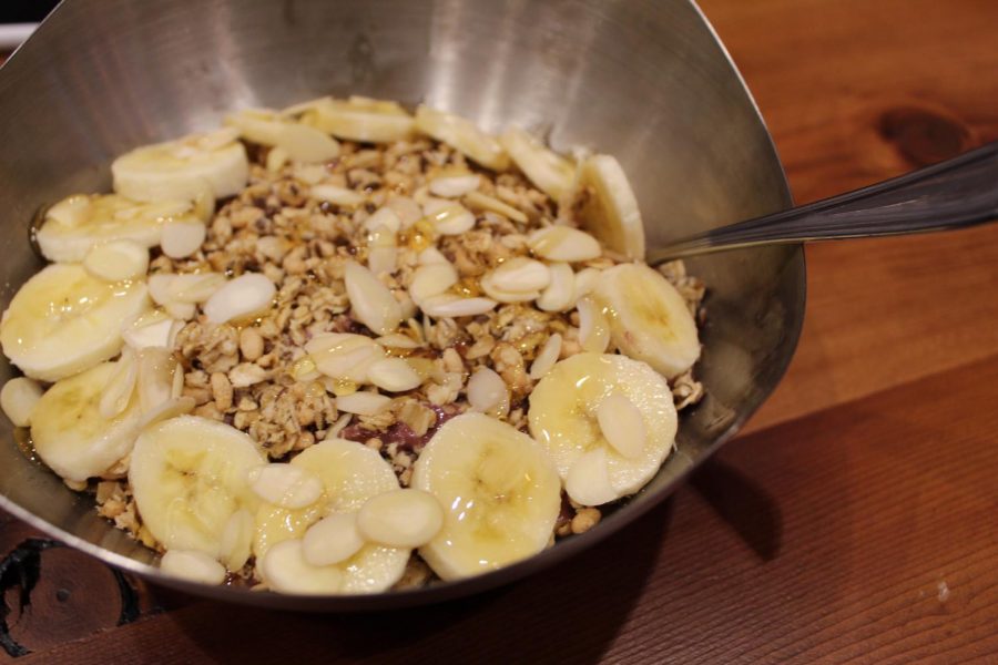 Vitality Bowls had a diverse menu with combinations of flavors sure to make your mouth water. Here I feast on the Nutty Bowl,  one of their most popular dishes. It combines their açaí mix, granola, bananas and honey for a delicious and refreshing meal.