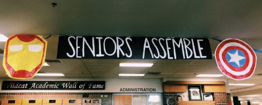 Decorations are set up throughout the commons and the front of the school to celebrate the end of this school year as well as the new years seniors. 