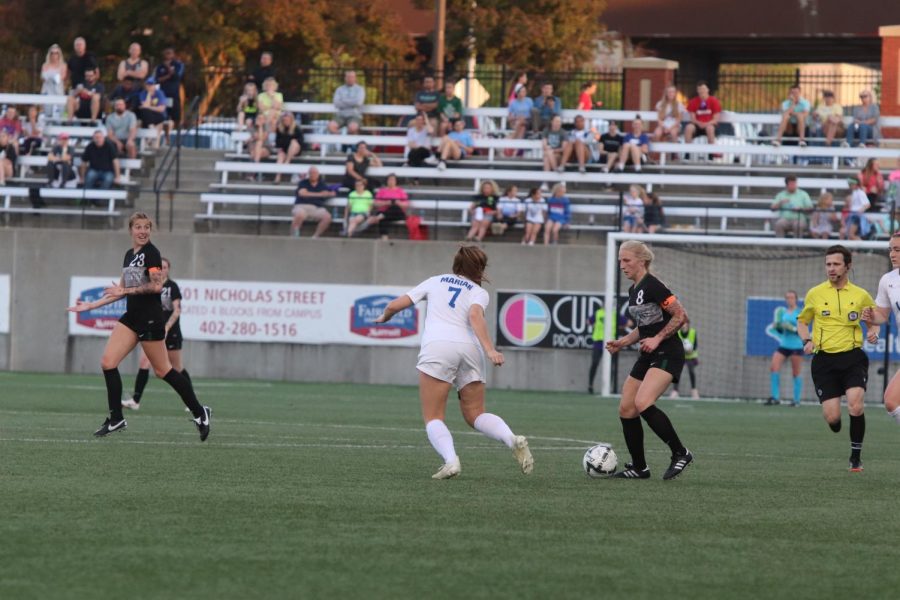 Junior Reagan Raabe with a chance to start a Wildcat attack during the 4-2 Marian win.