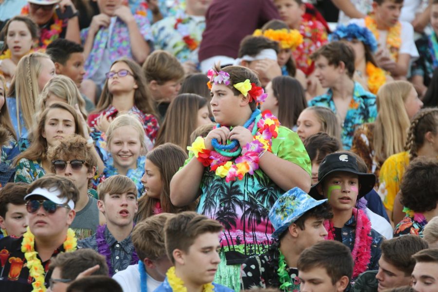 The+student+section+showed+up+to+support+the+Wildcats+on+Hawaiian+Night.