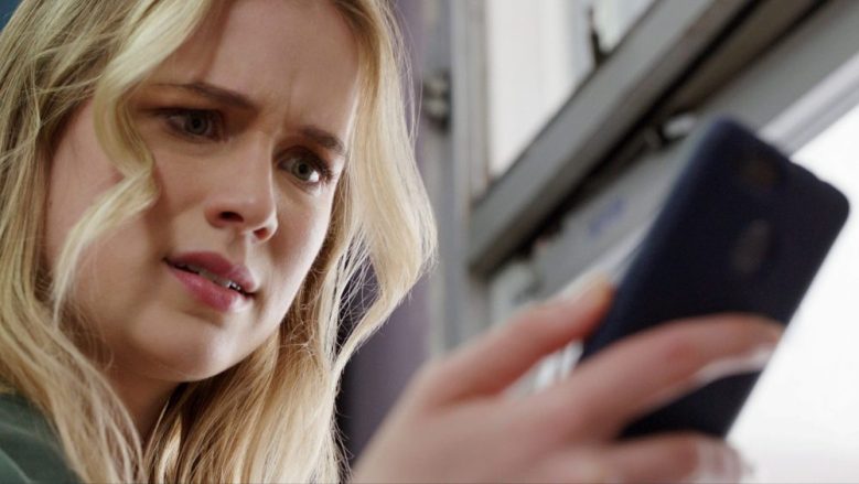 This photo shows Quinn Harris (Elizabeth Lail) while looking at the Countdown app. It shows her exactly when she will die, telling her she has very little time left. After seeing she has little time left, she starts to try to find ways to destroy the app and stop herself and others from dying. 