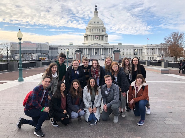 Student journalists traveled to Washington DC for the JEA/NSPA Fall National High School Journalism Convention. While in DC, students had the opportunity to go sightseeing. They are pictured in front of the Capitol.