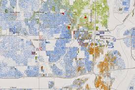 A map of Omaha created by Dustin Cable at the University of Virginia using 2010 census information. It is the most comprehensive map of racial distribution in America that exists, as reported by Wired, since it maps individuals. Each dot represents a person: blue shows white people, green shows African-American,  orange shows Latino and red shows Asian. 