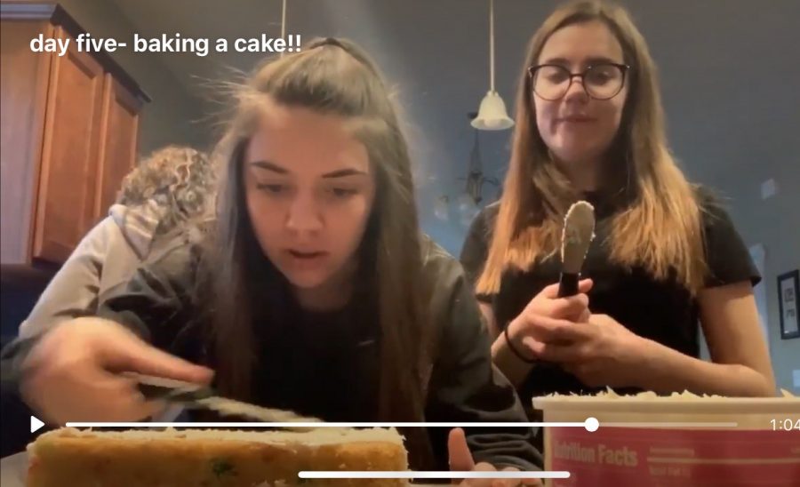 Bella Reilly and her sister Anna Reilly are making a cake for one of her vlogs. They go through the process of what they are doing and featuring her sister while practicing social distancing and staying at home.