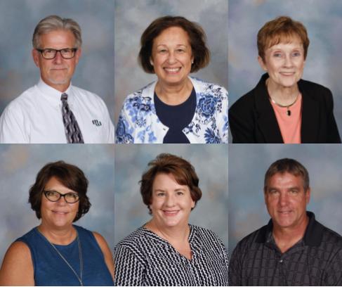 Photo of all the teachers retiring from Millard West in 2020. Top from left to right Jim Mercer, Candida Kraska, Bonnie LaMay. Bottom from left to right Stacy Longacre, Kerri Fusselman, Steve Besch.

