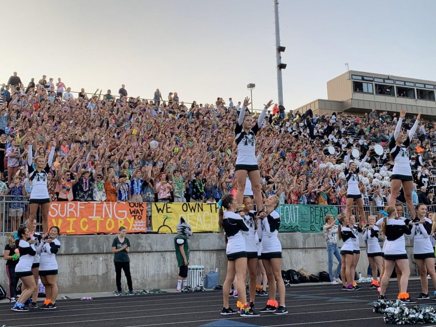 Millard West’s student section always shows up ready to support. As shown above, the stands are always filled completely from top to bottom with students all decked out in the game’s theme. Without the energy of the student section and cheerleaders together, the games are not the same.  The whole experience of football games comes from the atmosphere and the liveliness of the crowd. 
