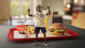 This is the Travis Scott meal with everything included: the tangy barbeque sauce, sprite, fries and the burger. 
