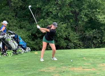 Evans drives the ball onto the fairway. Although it wasn’t her best round she believes she will be able to perform better. “I think to improve overall I will have to make sure I can strike my clubs pure a majority of the time,” Evans said. “I cant be making silly mistakes that cost me too many strokes.”