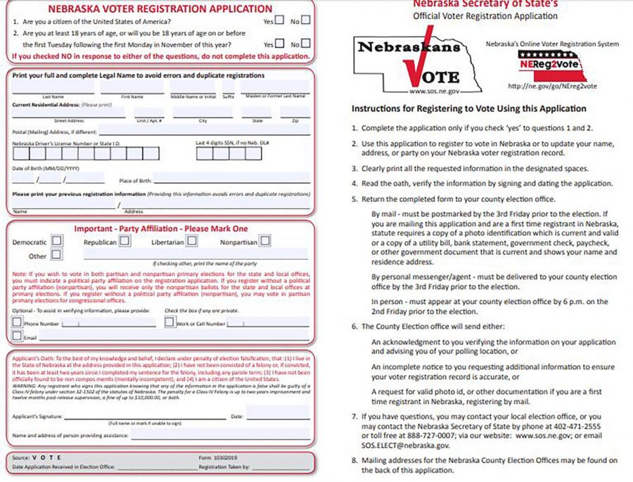 Voters+are+able+to+register+online+via+the+Nebraska+government+website%2C+by+mail+or+in-person.+Nebraska+offers+Early+Voting+access%2C+so+they+can+vote+earlier+than+November+3%2C+using+any+of+these+three+options+once+they+are+registered.+The+deadline+to+register+is+October+16.+Anyone+wanting+to+vote+in+the+upcoming+presidential+election+will+need+to+fill+out+an+official+registration+form.