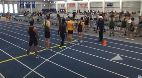 Sophomore Piercze Marshall (lane one) awaits his leg of the 4x400 relay. There was fierce competition in this event and it took a lot of preparation. “I put in countless hours over the winter training for track, and during the spring, Ive been training even harder,” Marshall said. “Having goals and benchmarks set for each week leading up to this meet allowed me to place as well as I did.”