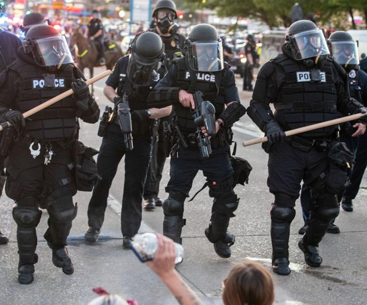 Omaha police fire pepper balls at protestors at a Black Lives Matter protest over the summer of 2020. 