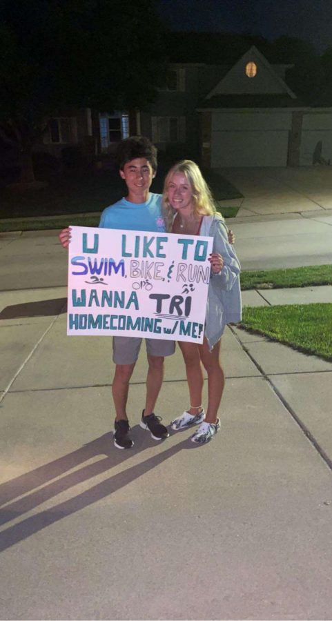 Junior Piercze Marshall asks junior Sammy Ullman to be his date for Homecoming. Ullman replies with the obvious answer, “of course”. “I had to make sure I asked her over a week in advance,” Marshall said. “Now with this time, I can coordinate clothing and everything else with her.”