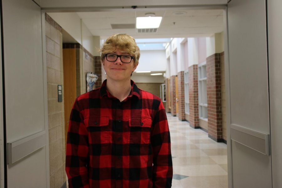 Sophomore Aidan Brigden shows off the classic flannel look.