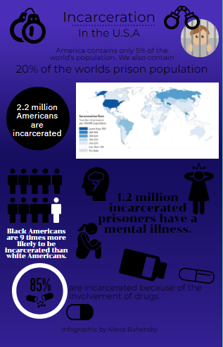 Incarceration rates have skyrocketed in the United States. We have the highest population of prisoners in the world, while only holding less than 5% of the worlds population.