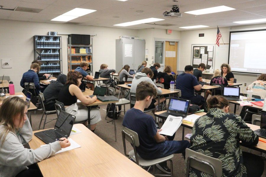 Students work on homework in Mrs. Opitz room during Flex-Time