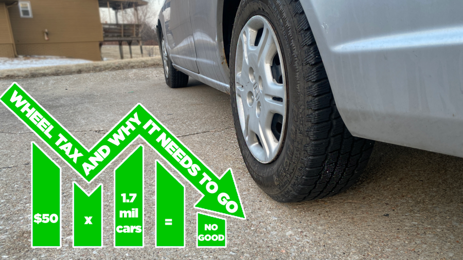 The wheel tax is a $50 dollar tax imposed on your car when registering every year. With an estimated $860 million dollars in revenue, and no significant improvements to our roads, its time for the wheel tax to go.