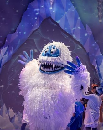 Proportioned by puppeteers Ren Walther, Elizabeth Peller, and Breanna Mack, the huge Abominable Snow Monster figure takes to the stage with its bone-chilling performance.

Photo courtesy of Rose Theater Omaha on Facebook