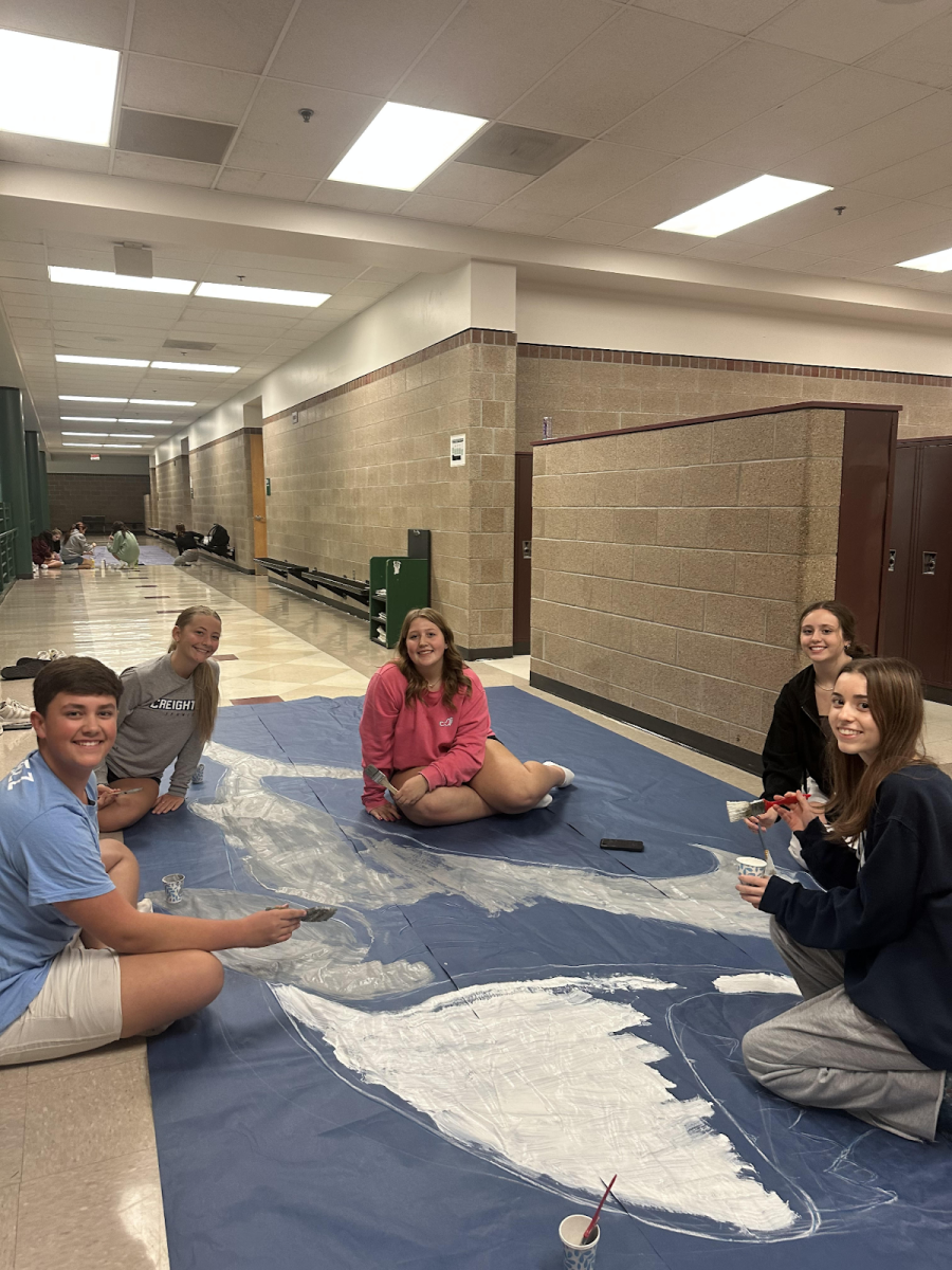 During the after-school meetings, Lillian Gentlemen and her group worked on a huge shark poster to match the theme. They worked on the poster for multiple meetings which were two hours long. “I like being involved with the school, l meeting new people and sharing my ideas. Sophomore Lily Gentlemen said.  “We all have our own little responsibilities that we need to fulfill for Homecoming. So for example I made the shark poster so I had to work with a team and make sure it was going to get done in time.”