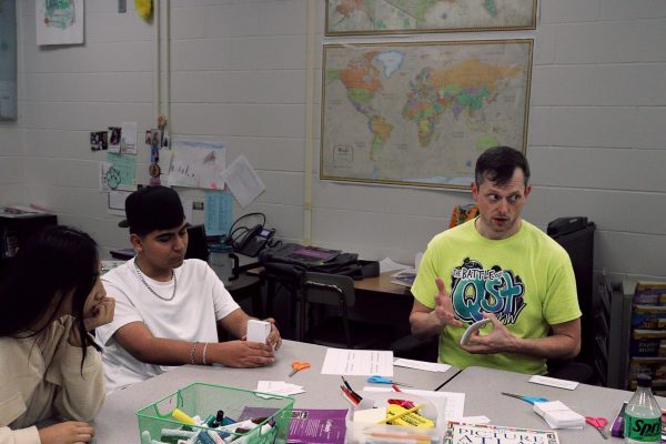 ELA students are taught new vocabulary and grammar terms. After a quick break outside, they are brought back into the classroom to learn new vocabulary and grammar terms. “I’ve done debate,” Gracheck said.” Public speaking, and Creative writing before. I’ve also taught English nine, ten, and eleven. I was ready for a new field and wanted to learn new techniques, sciences, and cultures.”