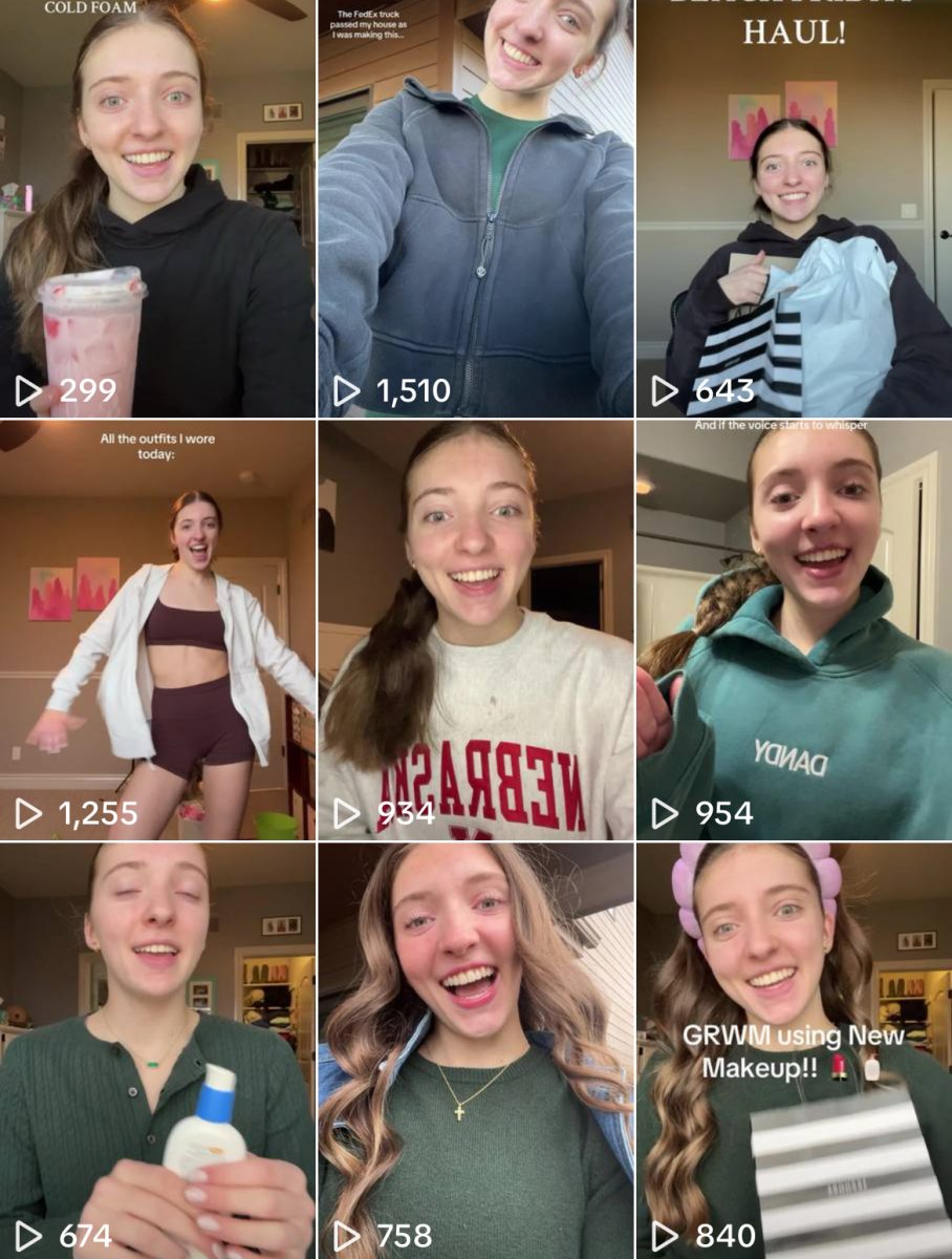 Smiling for the camera, sophomore Taylor Barcel makes videos for her many followers on TikTok. She started her account in 2022 and has posted on it twice every day. “I hope that I can reach a huge platform, hopefully, millions of followers, but that’s most likely not going to happen because I think like 1/30 wanna-be influencers fail,” Barcel said. “Either way I hope to keep posting no matter how many followers I get because I’m so passionate about it.”