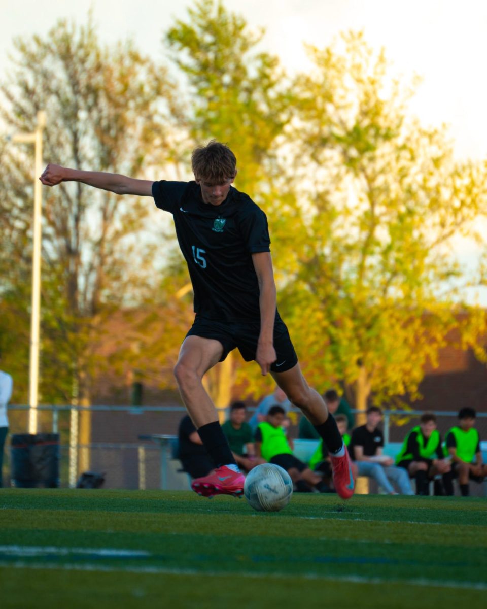 Junior Carter Chapp takes a shot on goal from beyond the box. The midfielder is a multiple sport athlete and plays midfield for the wildcats. “When I scored in the game, I was very excited and was happy to get on the scoreboard in the game,” Chapp said. “I like playing in the midfield because it gives me the opportunity to play on the defense and attack and also control the flow on the game with passes and through balls.”
