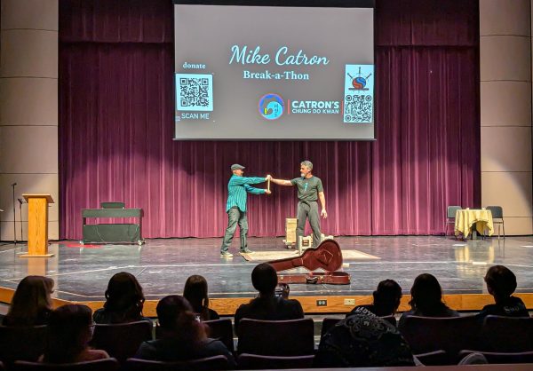 On April 17, the theater department put on their first-ever talent show. This show was mainly made to fund their upcoming trip to the International Thespian Festival. “I’ve been doing taekwondo all my life basically,” English teacher Mike Catron said. “I started working as an instructor for my dojo after the guy before me retired, so I decided to take this opportunity. When we decided to do a talent show to get ‘Little Women’ to internationals, I thought, why not.”